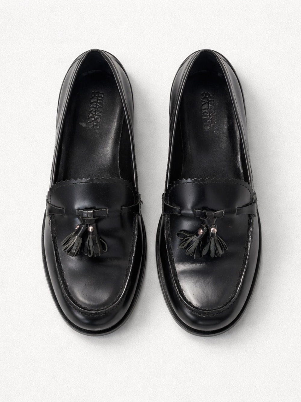 Franco Sarto Black Leather Tassel Loafers